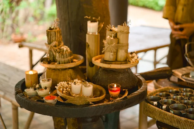 Traditional wooden Thai houses and garden at Thai Thani Cultural Village near Pattaya